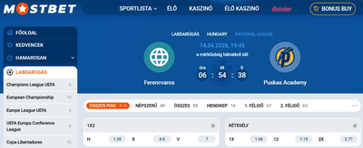 Mostbet sportfogadások: kínálat és oddsok
